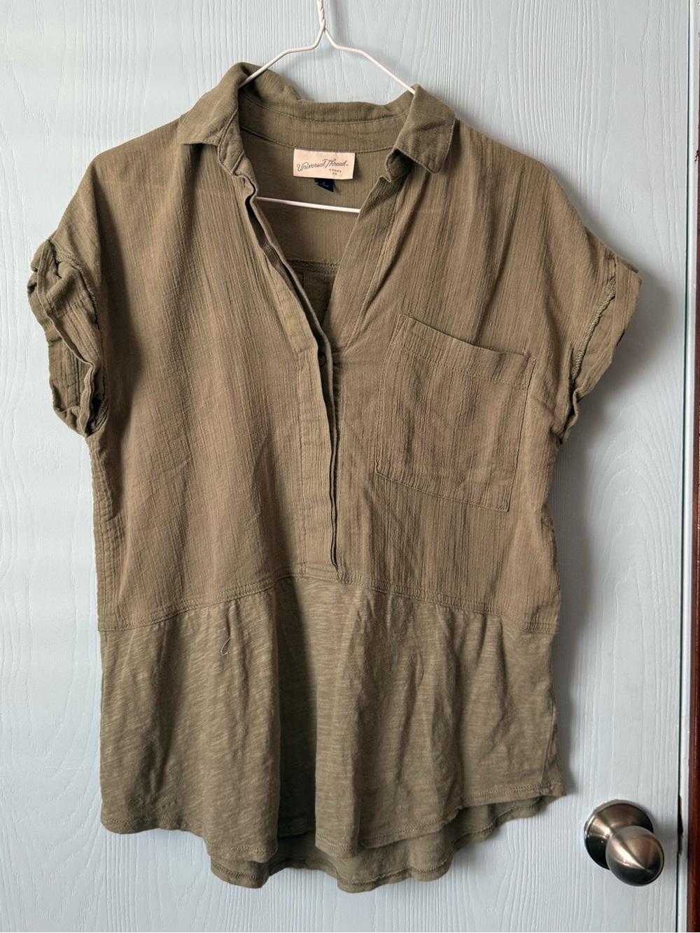Universal Thread Olive Green Short Sleeve Peplum Tunic